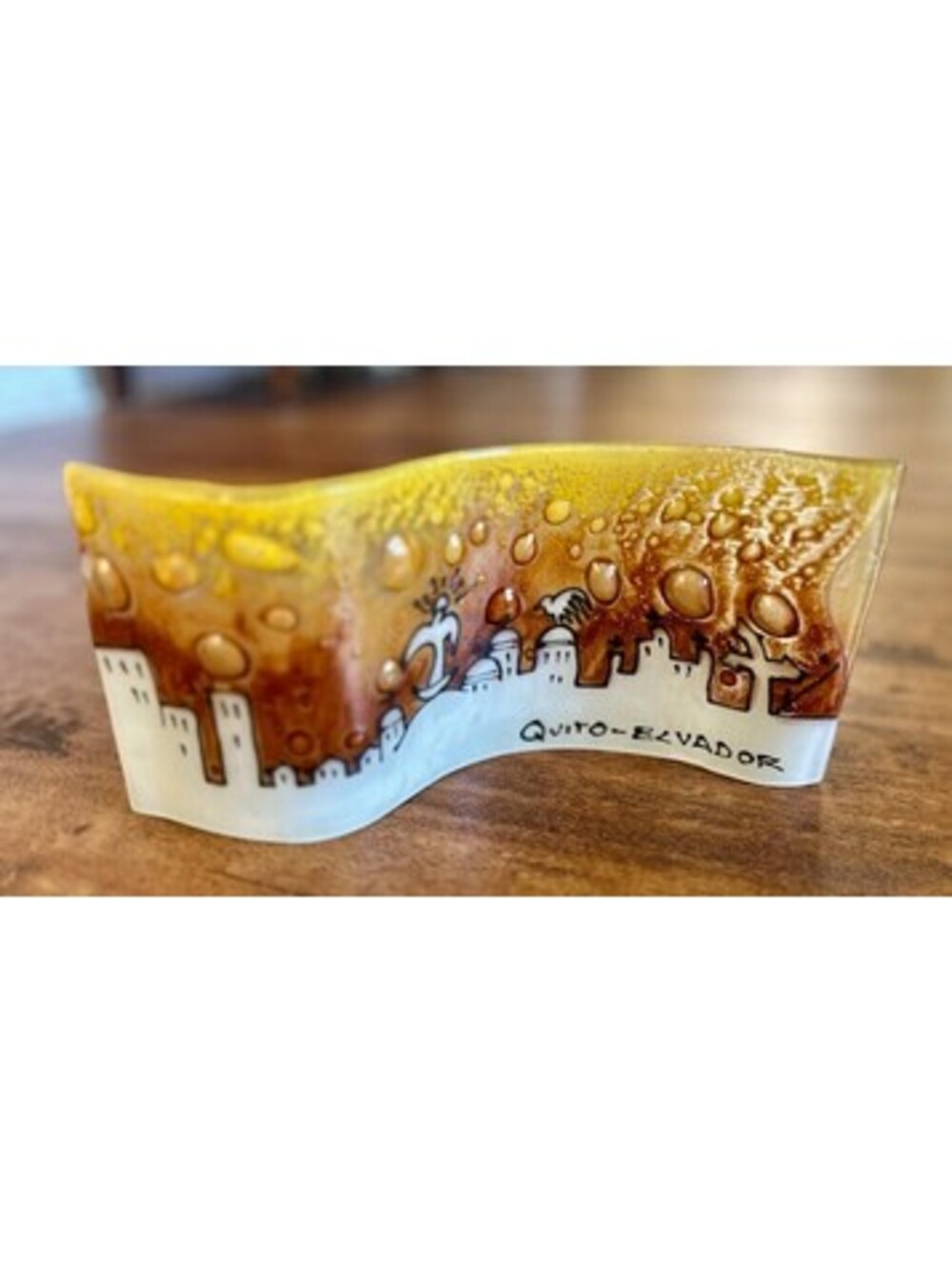 Handcrafted Decorative Glass Sculpture - Quito, Ecuador Cityscape